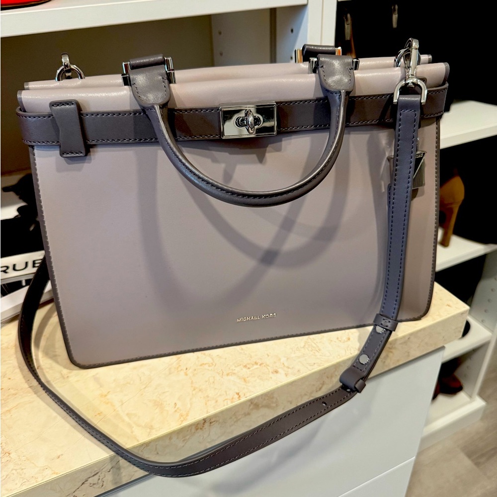 Michael Kors Medium Gray Leather Tote Bag